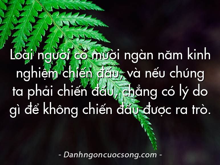 Loài người có mười ngàn năm kinh nghiệm chiến đấu, và nếu chúng ta phải chiến đấu, chẳng có lý do gì để không chiến đấu được ra trò.