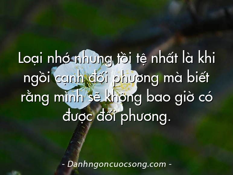 Loại nhớ nhung tồi tệ nhất là khi ngồi cạnh đối phương mà biết rằng mình sẽ không bao giờ có được đối phương.