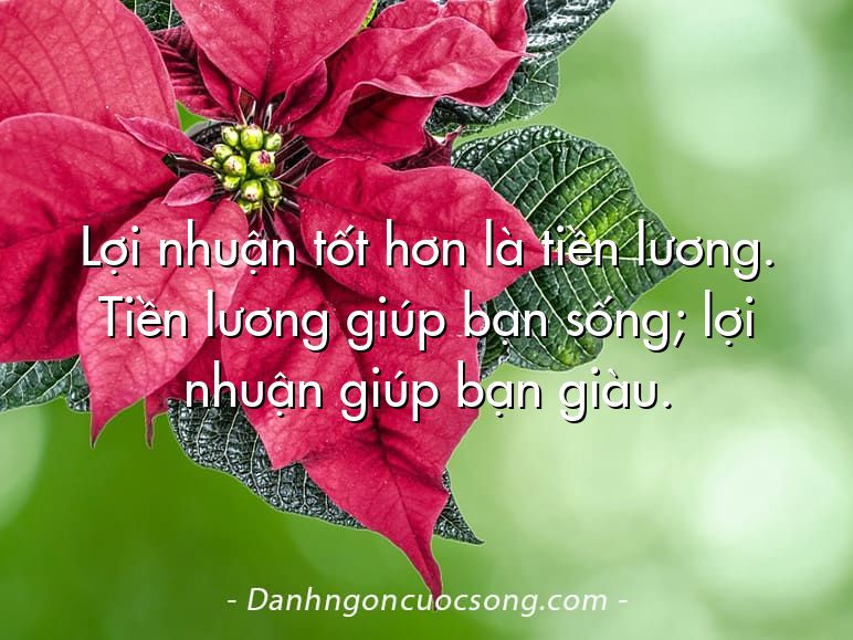 Lợi nhuận tốt hơn là tiền lương. Tiền lương giúp bạn sống; lợi nhuận giúp bạn giàu.