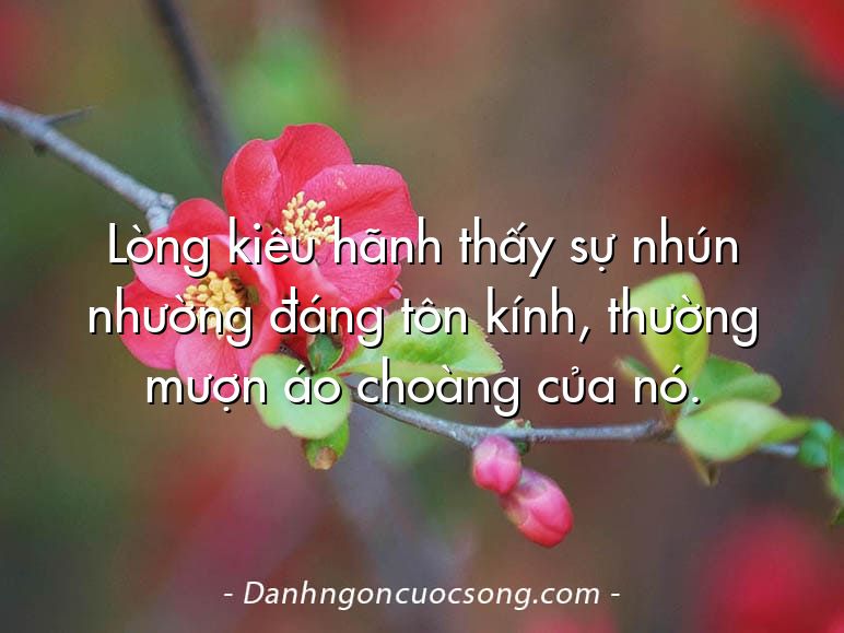 Lòng kiêu hãnh thấy sự nhún nhường đáng tôn kính, thường mượn áo choàng của nó.