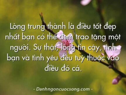 Lòng trung thành là điều tốt đẹp nhất bạn có thể đem trao tặng một người. Sự thật, lòng tin cậy, tình bạn và tình yêu đều tuỳ thuộc vào điều đó cả.