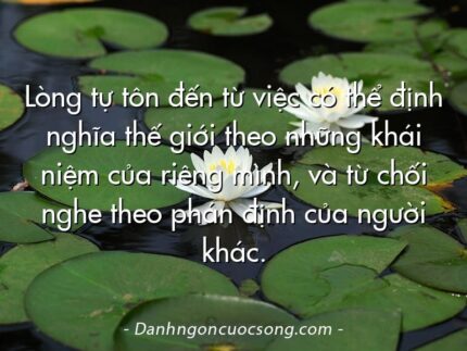 Lòng tự tôn đến từ việc có thể định nghĩa thế giới theo những khái niệm của riêng mình, và từ chối nghe theo phán định của người khác.
