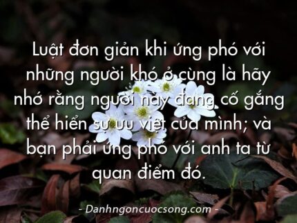 Luật đơn giản khi ứng phó với những người khó ở cùng là hãy nhớ rằng người này đang cố gắng thể hiển sự ưu việt của mình; và bạn phải ứng phó với anh ta từ quan điểm đó.