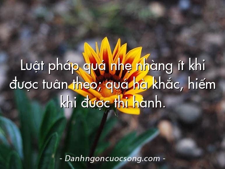 Luật pháp quá nhẹ nhàng ít khi được tuân theo; quá hà khắc, hiếm khi được thi hành.