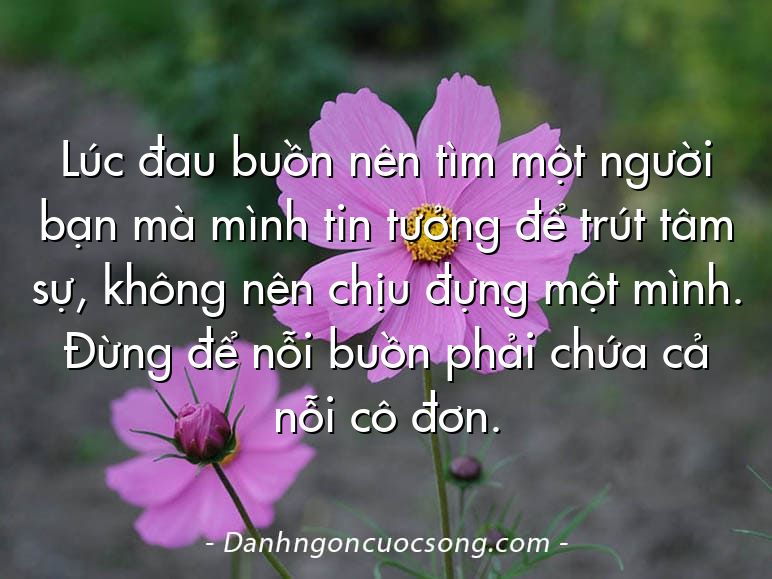 Lúc đau buồn nên tìm một người bạn mà mình tin tưởng để trút tâm sự, không nên chịu đựng một mình. Đừng để nỗi buồn phải chứa cả nỗi cô đơn.