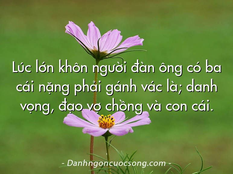 Lúc lớn khôn người đàn ông có ba cái nặng phải gánh vác là; danh vọng, đạo vợ chồng và con cái.