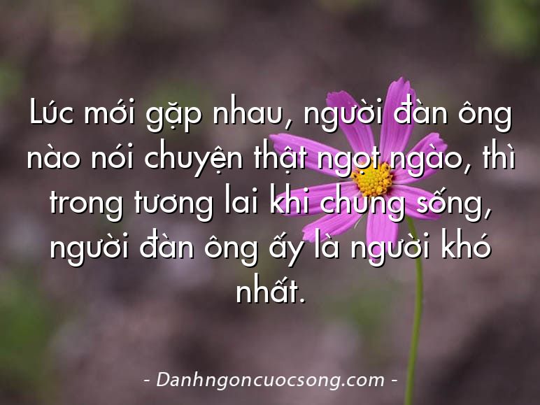 Lúc mới gặp nhau, người đàn ông nào nói chuyện thật ngọt ngào, thì trong tương lai khi chung sống, người đàn ông ấy là người khó nhất.