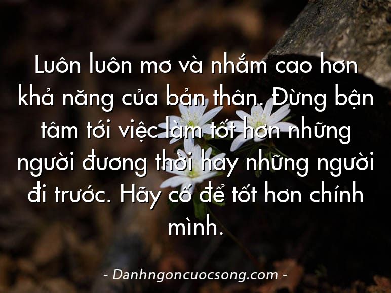 Luôn luôn mơ và nhắm cao hơn khả năng của bản thân. Đừng bận tâm tới việc làm tốt hơn những người đương thời hay những người đi trước. Hãy cố để tốt hơn chính mình.