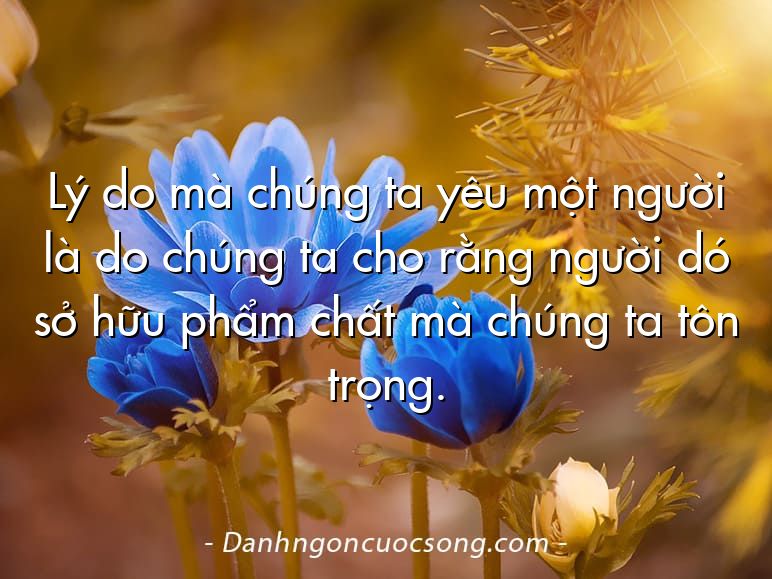 Lý do mà chúng ta yêu một người là do chúng ta cho rằng người dó sở hữu phẩm chất mà chúng ta tôn trọng.