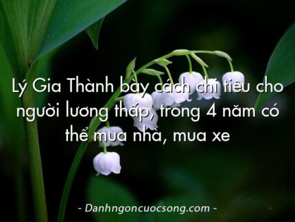 Lý Gia Thành bày cách chi tiêu cho người lương thấp, trong 4 năm có thể mua nhà, mua xe