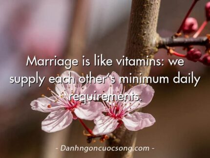 Marriage is like vitamins: we supply each other’s minimum daily requirements.