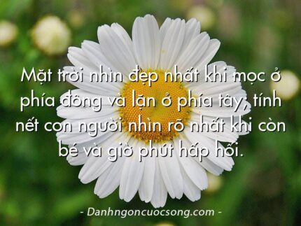 Mặt trời nhìn đẹp nhất khi mọc ở phía đông và lặn ở phía tây; tính nết con người nhìn rõ nhất khi còn bé và giờ phút hấp hối.