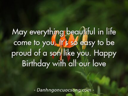 May everything beautiful in life come to you. It’s so easy to be proud of a son like you. Happy Birthday with all our love