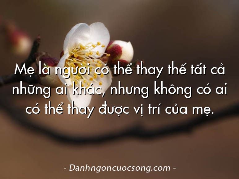Mẹ là người có thể thay thế tất cả những ai khác, nhưng không có ai có thể thay được vị trí của mẹ.