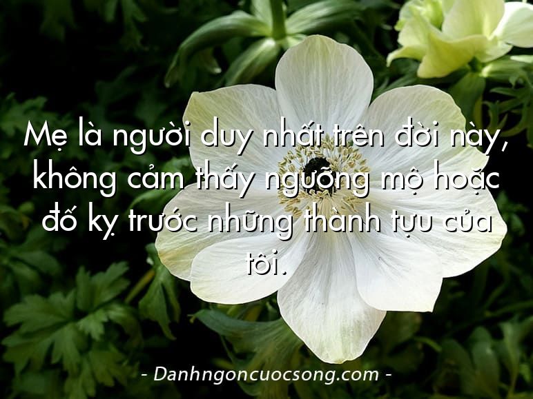Mẹ là người duy nhất trên đời này, không cảm thấy ngưỡng mộ hoặc đố kỵ trước những thành tựu của tôi.