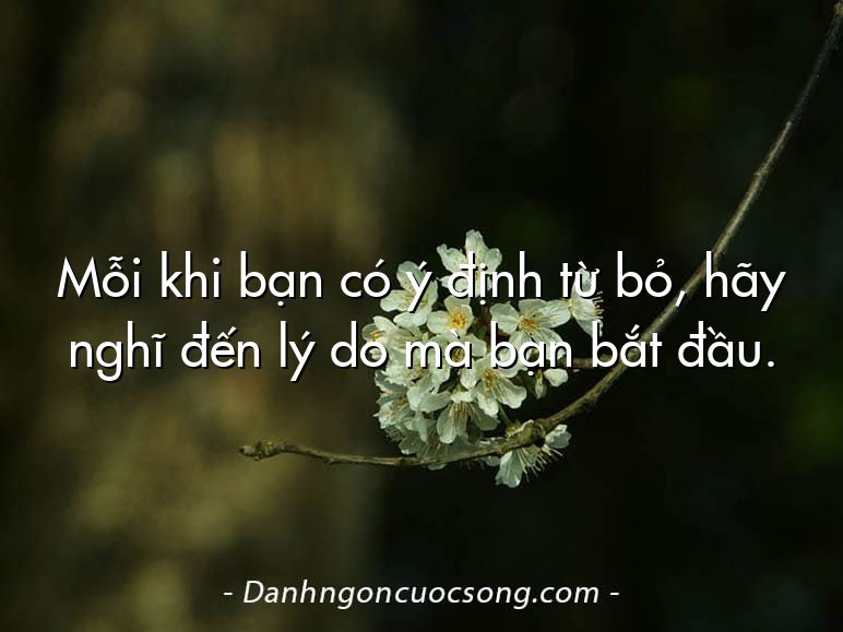 Mỗi khi bạn có ý định từ bỏ, hãy nghĩ đến lý do mà bạn bắt đầu.
