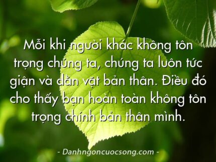 Mỗi khi người khác không tôn trọng chúng ta, chúng ta luôn tức giận và dằn vặt bản thân. Điều đó cho thấy bạn hoàn toàn không tôn trọng chính bản thân mình.