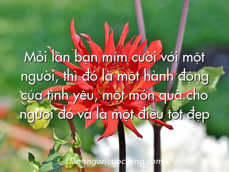 Mỗi lần bạn mỉm cười với một người, thì đó là một hành động của tình yêu, một món quà cho người đó và là một điều tốt đẹp