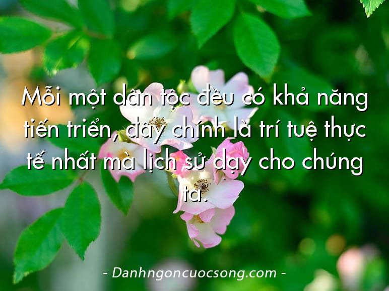 Mỗi một dân tộc đều có khả năng tiến triển, đây chính là trí tuệ thực tế nhất mà lịch sử dạy cho chúng ta.