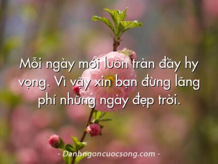 Mỗi ngày mới luôn tràn đầy hy vọng. Vì vậy xin bạn đừng lãng phí những ngày đẹp trời.