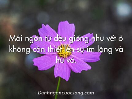 Mỗi ngôn từ đều giống như vết ố không cần thiết lên sự im lặng và hư vô.