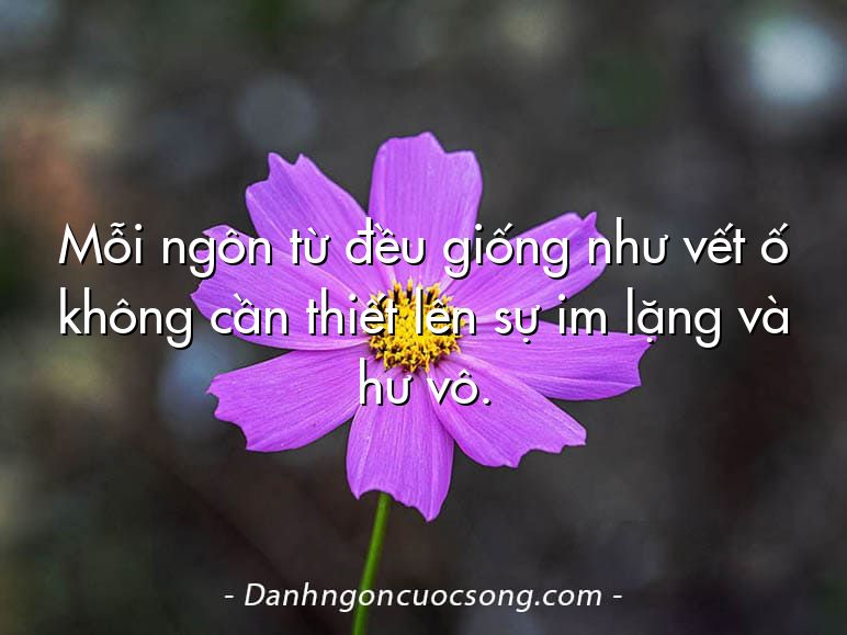 Mỗi ngôn từ đều giống như vết ố không cần thiết lên sự im lặng và hư vô.