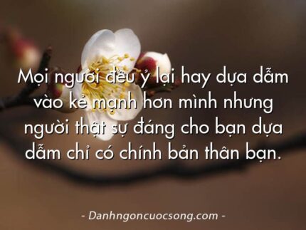 Mọi người đều ỷ lại hay dựa dẫm vào kẻ mạnh hơn mình nhưng người thật sự đáng cho bạn dựa dẫm chỉ có chính bản thân bạn.