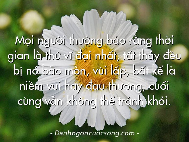 Mọi người thường bảo rằng thời gian là thứ vĩ đại nhất, tất thảy đều bị nó bào mòn, vùi lấp, bất kể là niềm vui hay đau thương, cuối cùng vẫn không thể tránh khỏi.