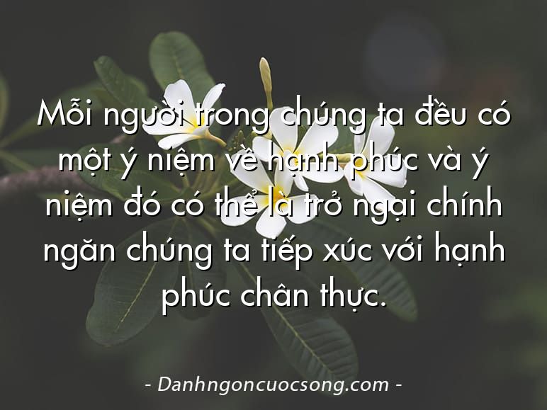 Mỗi người trong chúng ta đều có một ý niệm về hạnh phúc và ý niệm đó có thể là trở ngại chính ngăn chúng ta tiếp xúc với hạnh phúc chân thực.