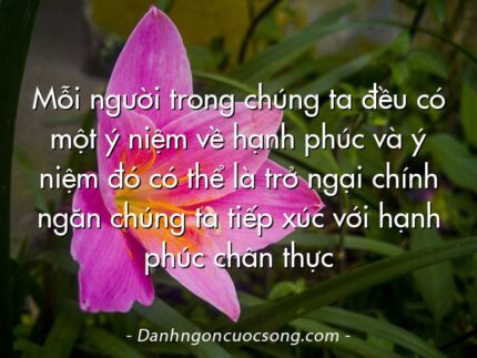 Mỗi người trong chúng ta đều có một ý niệm về hạnh phúc và ý niệm đó có thể là trở ngại chính ngăn chúng ta tiếp xúc với hạnh phúc chân thực