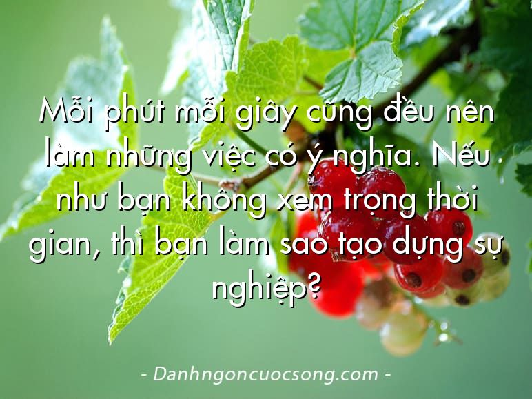 Mỗi phút mỗi giây cũng đều nên làm những việc có ý nghĩa. Nếu như bạn không xem trọng thời gian, thì bạn làm sao tạo dựng sự nghiệp?