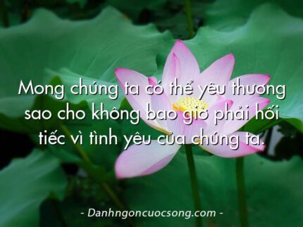 Mong chúng ta có thể yêu thương sao cho không bao giờ phải hối tiếc vì tình yêu của chúng ta.