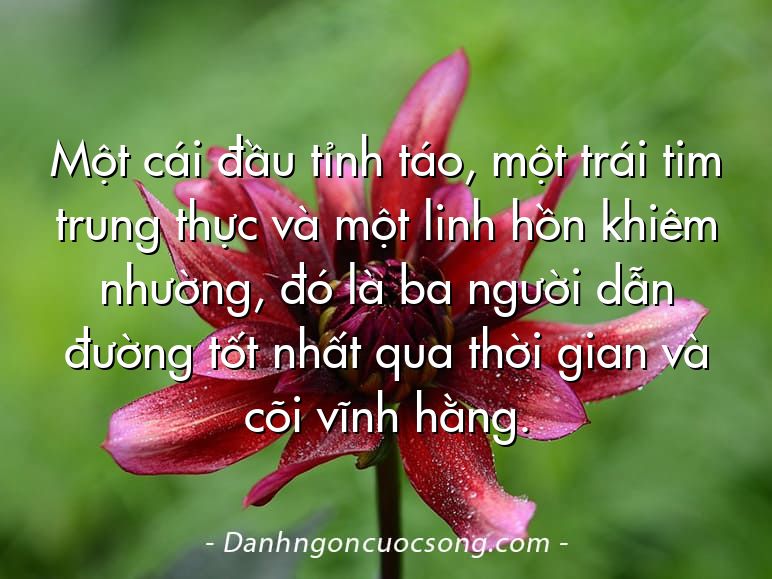 Một cái đầu tỉnh táo, một trái tim trung thực và một linh hồn khiêm nhường, đó là ba người dẫn đường tốt nhất qua thời gian và cõi vĩnh hằng.