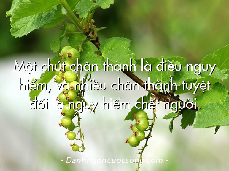 Một chút chân thành là điều nguy hiểm, và nhiều chân thành tuyệt đối là nguy hiểm chết người.