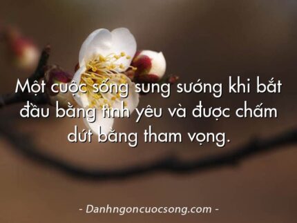Một cuộc sống sung sướng khi bắt đầu bằng tình yêu và được chấm dứt bằng tham vọng.