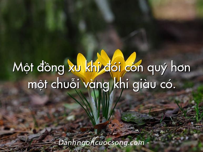 Một đồng xu khi đói còn quý hơn một chuỗi vàng khi giàu có.