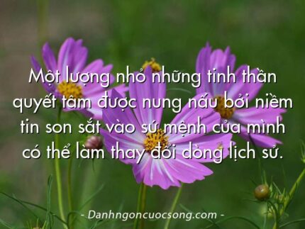 Một lượng nhỏ những tinh thần quyết tâm được nung nấu bởi niềm tin son sắt vào sứ mệnh của mình có thể làm thay đổi dòng lịch sử.