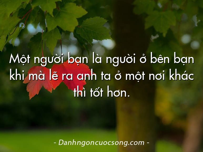 Một người bạn là người ở bên bạn khi mà lẽ ra anh ta ở một nơi khác thì tốt hơn.