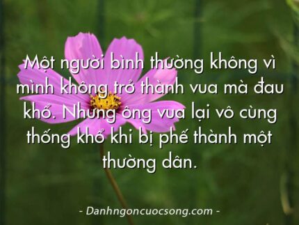 Một người bình thường không vì mình không trở thành vua mà đau khổ. Nhưng ông vua lại vô cùng thống khổ khi bị phế thành một thường dân.
