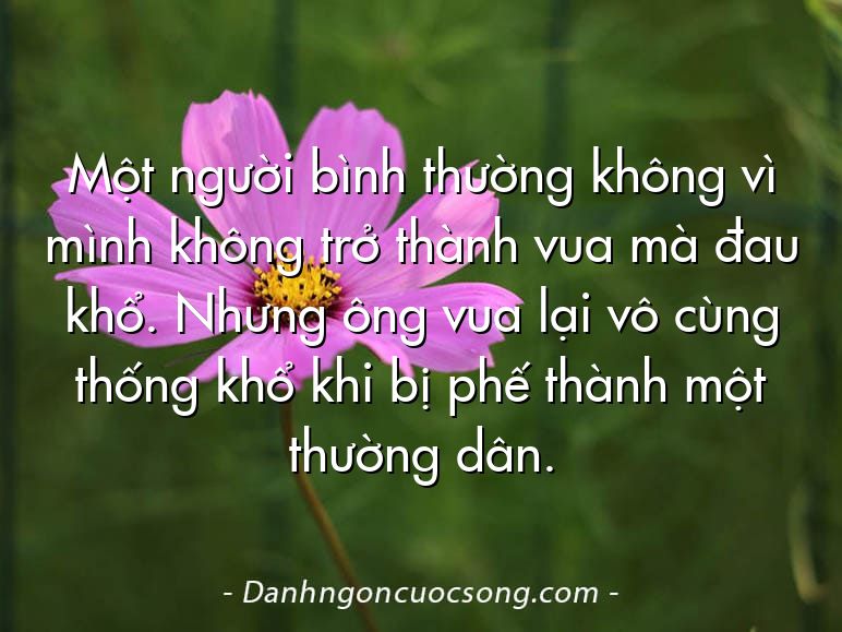 Một người bình thường không vì mình không trở thành vua mà đau khổ. Nhưng ông vua lại vô cùng thống khổ khi bị phế thành một thường dân.