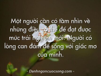 Một người cần có tầm nhìn về những điều có thể để đạt được mức trải nghiệm mới. Người có lòng can đảm để sống với giấc mơ của mình.