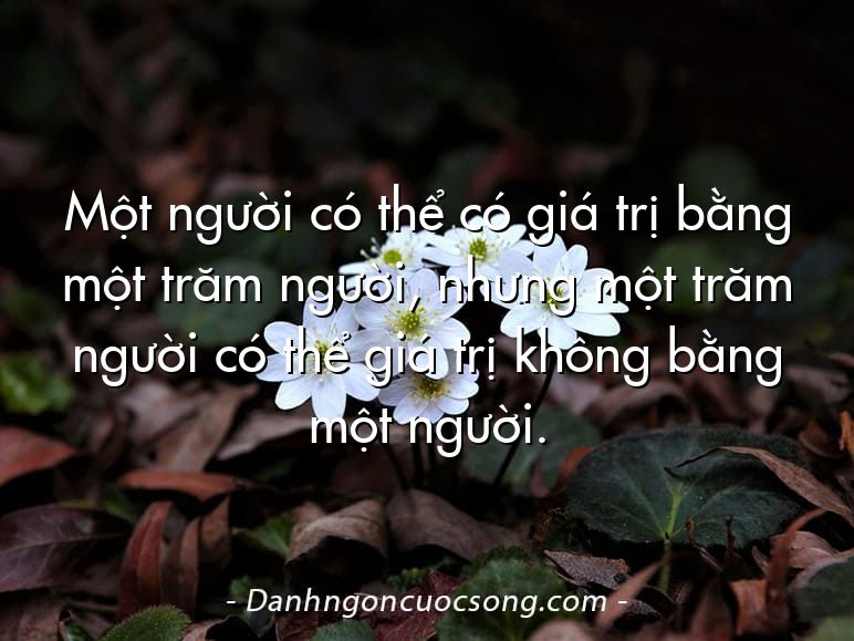Một người có thể có giá trị bằng một trăm người, nhưng một trăm người có thể giá trị không bằng một người.