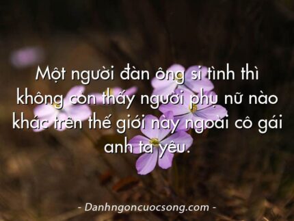 Một người đàn ông si tình thì không còn thấy người phụ nữ nào khác trên thế giới này ngoài cô gái anh ta yêu.