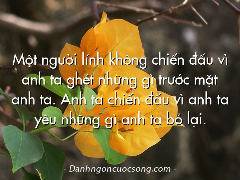 Một người lính không chiến đấu vì anh ta ghét những gì trước mặt anh ta. Anh ta chiến đấu vì anh ta yêu những gì anh ta bỏ lại.