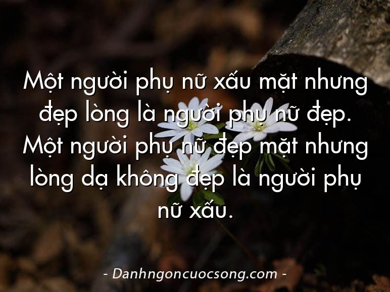 Một người phụ nữ xấu mặt nhưng đẹp lòng là người phụ nữ đẹp. Một người phụ nữ đẹp mặt nhưng lòng dạ không đẹp là người phụ nữ xấu.