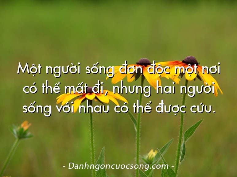 Một người sống đơn độc một nơi có thể mất đi, nhưng hai người sống với nhau có thể được cứu.
