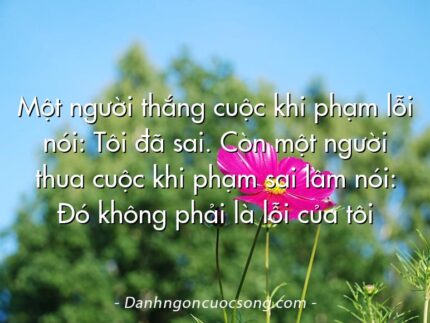 Một người thắng cuộc khi phạm lỗi nói: Tôi đã sai. Còn một người thua cuộc khi phạm sai lầm nói: Đó không phải là lỗi của tôi