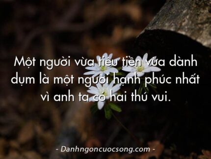 Một người vừa tiêu tiền vừa dành dụm là một người hạnh phúc nhất vì anh ta có hai thú vui.