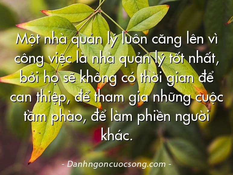 Một nhà quản lý luôn căng lên vì công việc là nhà quản lý tốt nhất, bởi họ sẽ không có thời gian để can thiệp, để tham gia những cuộc tầm phào, để làm phiền người khác.