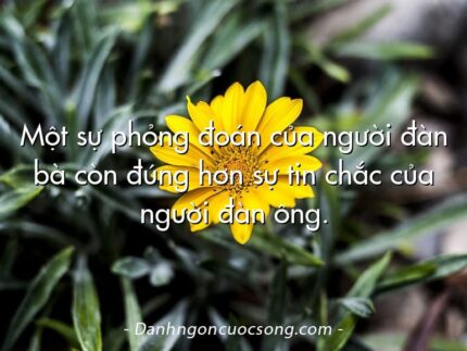 Một sự phỏng đoán của người đàn bà còn đúng hơn sự tin chắc của người đàn ông.